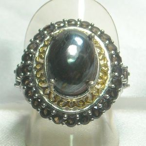 NWT Natural Pietersite & Smoky Quartz Ring
